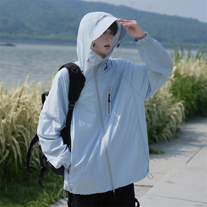特批P55无差价UPF50+激光冲孔撞色连帽宽松百搭速干防晒衣男J5221图片