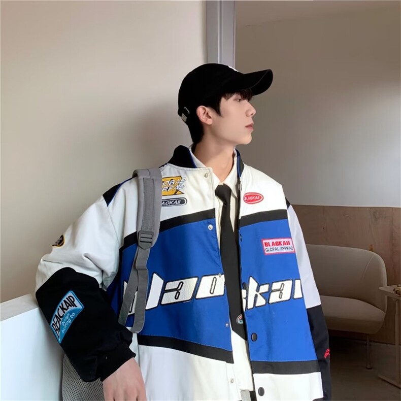 秋季潮牌炸街机车夹克棒球服2022美式复古赛车服外套男W3681-P72,男装夹克,星座512-2