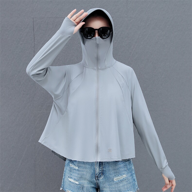正品夏季冰丝防晒衣女2024新款宽松斗篷防晒服透气防紫外线骑行,女装防晒衣,燕颉服饰