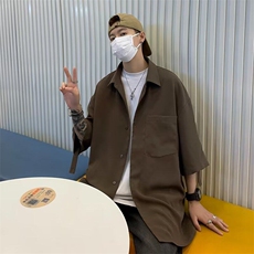 2025夏季新款男士休闲短袖衬衫宽松衬衣CC835，男装T恤，星座1108