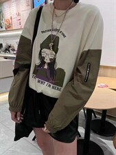 拼接袖卫衣，女装卫衣/绒衫，依多坊