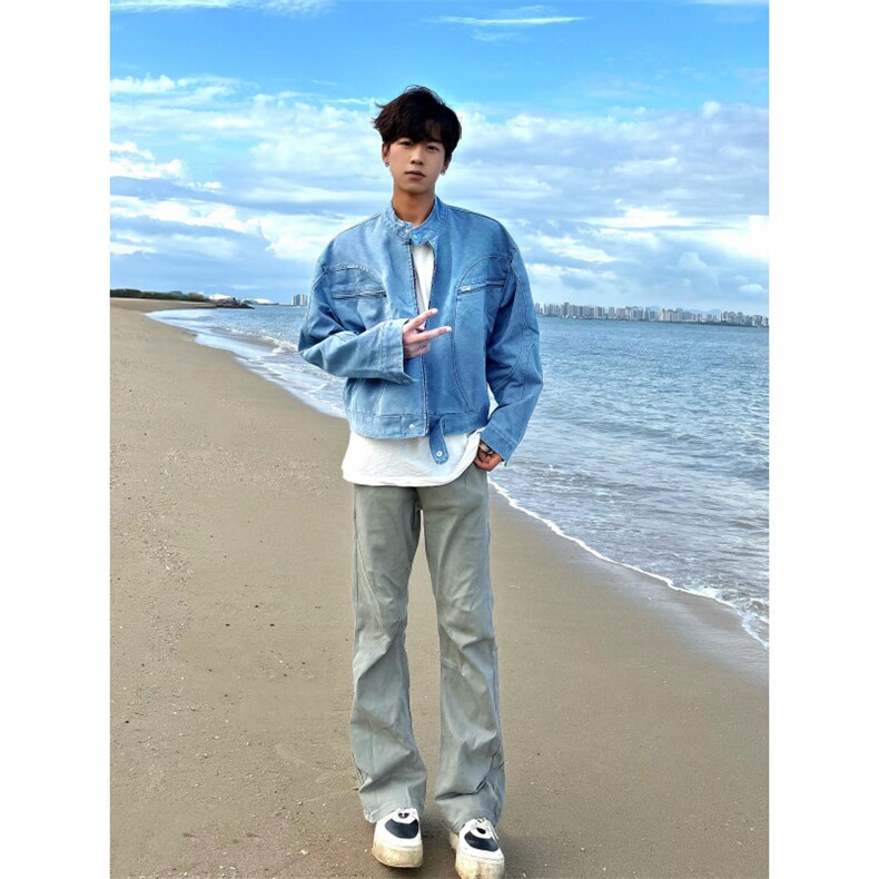 【有货】冰川蓝立领外套男高级感痞帅春秋工装夹克JK7703CC-特P65,男装夹克,星座1007（原301D）