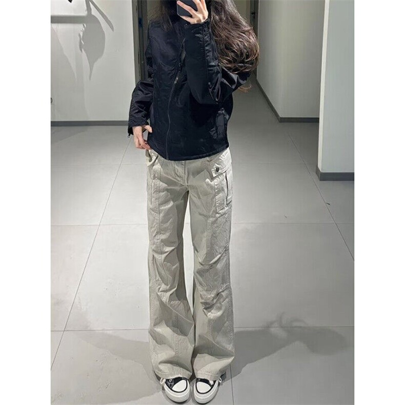 0123Start美式大口袋工装裤男款直筒vibe休闲裤子褶皱弯刀微喇裤图片