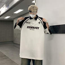C410-P35美式复古宽松翻领体恤2024夏季新款POLO衫短袖男现货，男装Polo衫，星座512-6