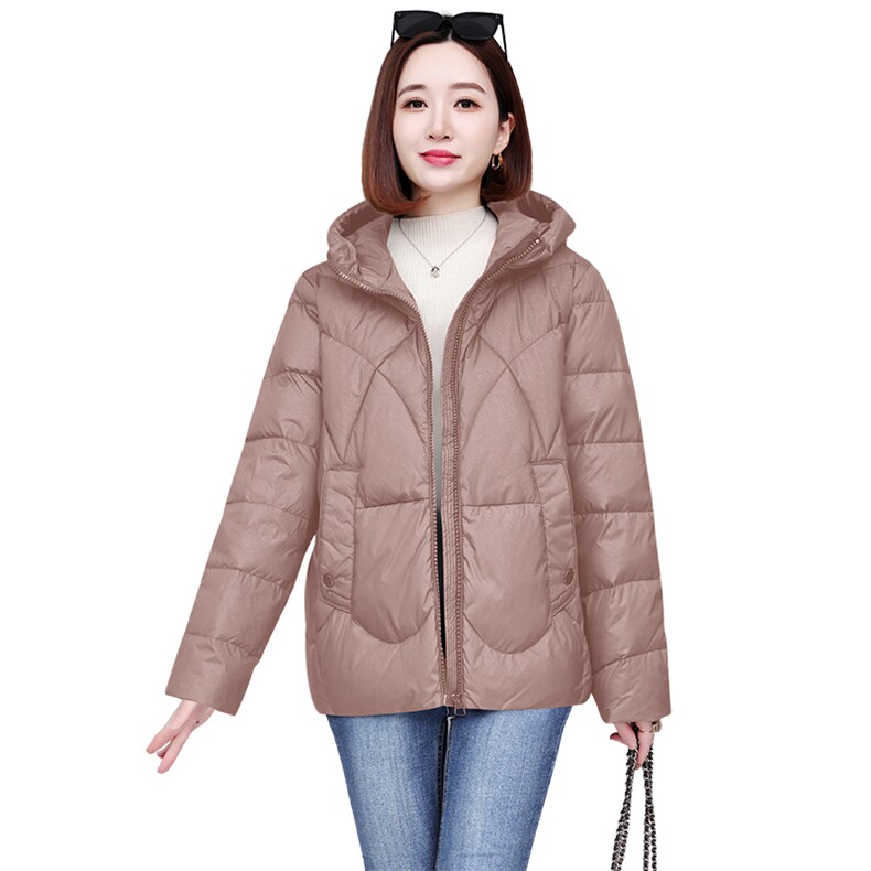 时尚百搭宽松加厚保暖棉服女冬季新款纯色连帽外套,女装棉衣/棉服,深妍伊美