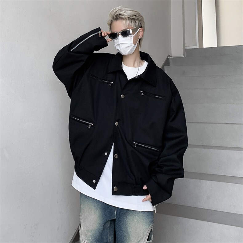港风秋冬款男夹克衫工装拉链休闲外套JK61P70,男装夹克,星座1013-1