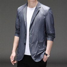 2023春夏新款男装中年男士商务休闲西服外套薄款防晒服便西免烫，男装西服，电商B212（原钱塘6029）