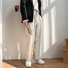 韩版直筒九分裤春秋垂感阔腿长裤潮流百搭休闲西裤男XK210-p35,男装西裤,星座1008-1