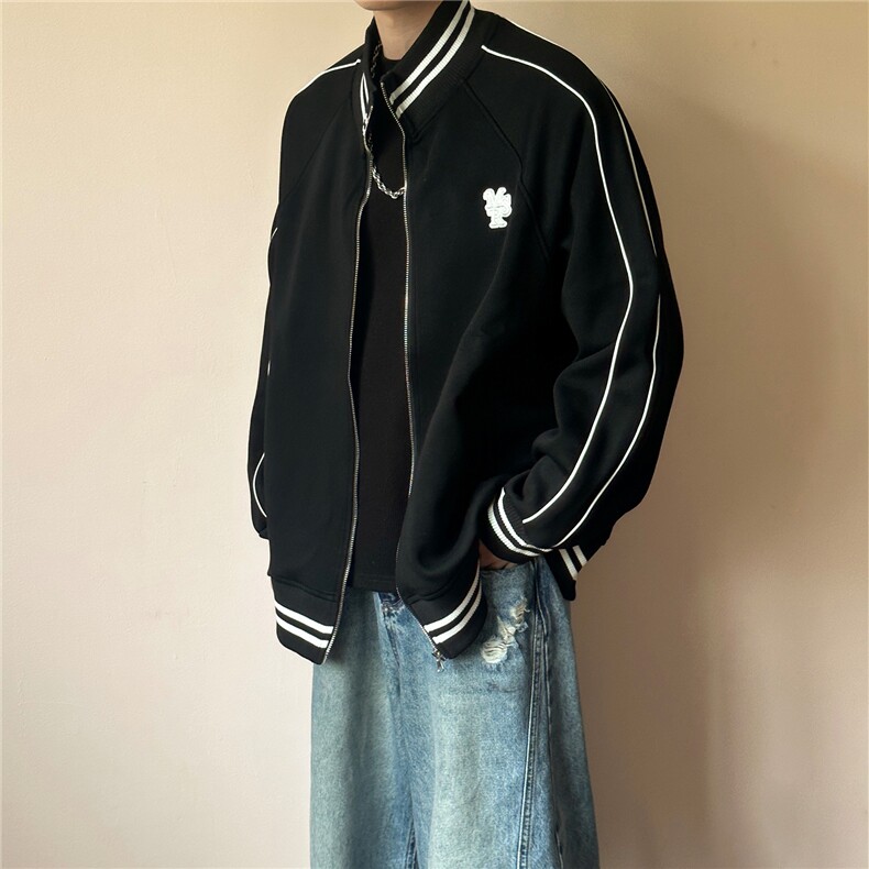 2026春现货立领卫衣外套男士宽松休闲绣花上衣A351-AW2529-P95,女装短外套,电商A351