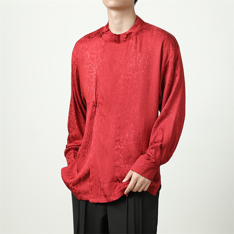 秋季新品（八旗都统）新中式潮丝绸圆领改良唐装盘扣外套30513,男装民族服装,星座305A（原312A-1）