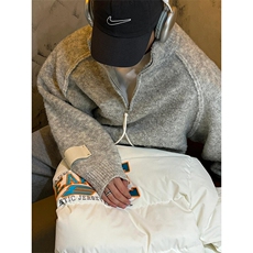 【有货】浅灰色圈圈纱立领拉链毛衣开衫外套MY9551特P75，男装针织衫/毛衣，星座908-1