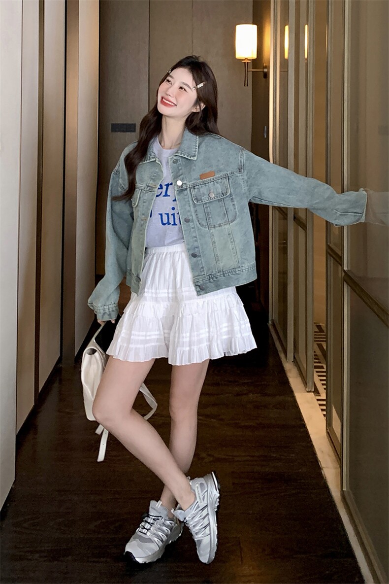 2025秋款现货韩版通勤牛仔外套2C090-1060-P125-K178,女装短外套,2C090
