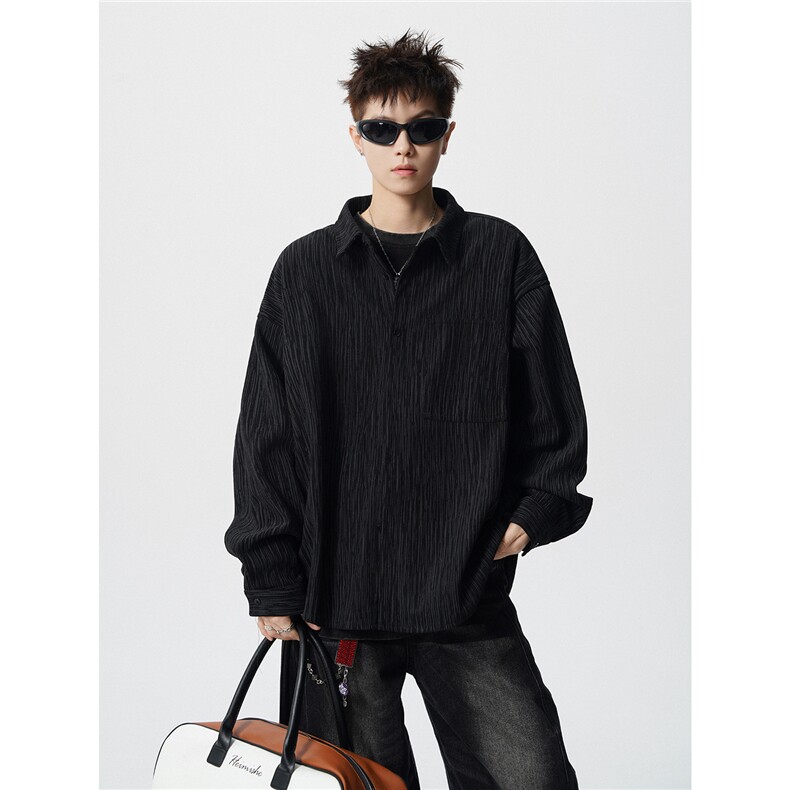 TCS23特38控78polo衬衫条纹情侣卫衣宽松外套男100聚酯纤维,男装衬衫,电商B370