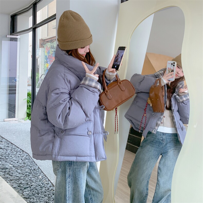 2025冬季新款时尚拼色灰蓝色羽绒服203-9532-P295-K378,女装羽绒服,浪娴服饰