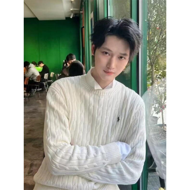 韩麻花纹圆领针织毛衣男2025冬季小马刺绣毛线衣XM06P60,男装针织衫/毛衣,电商D256