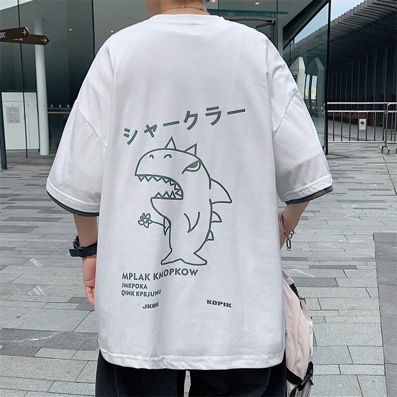 JT55092-P25假两件短袖t恤男大码胖子半袖体恤半截袖港风,男装T恤,电商A040