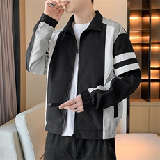 潮牌美式撞色拼接运动立领外套男宽松百搭夹克JK01573-P73，男装夹克，星座308B-2