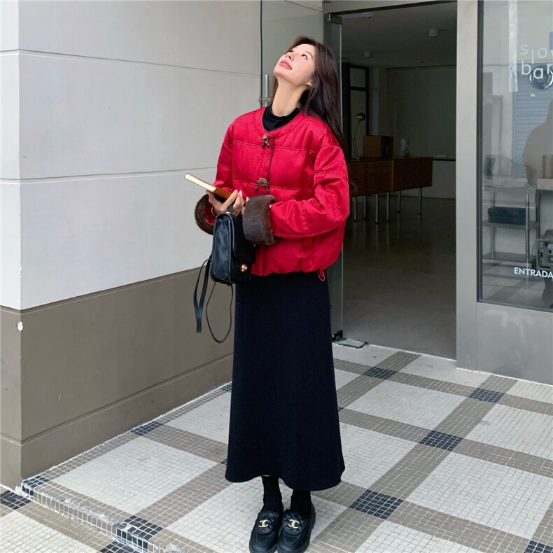 新款冬季风红色90绒羽绒服2C098-9062P275K398,女装羽绒服,2C098