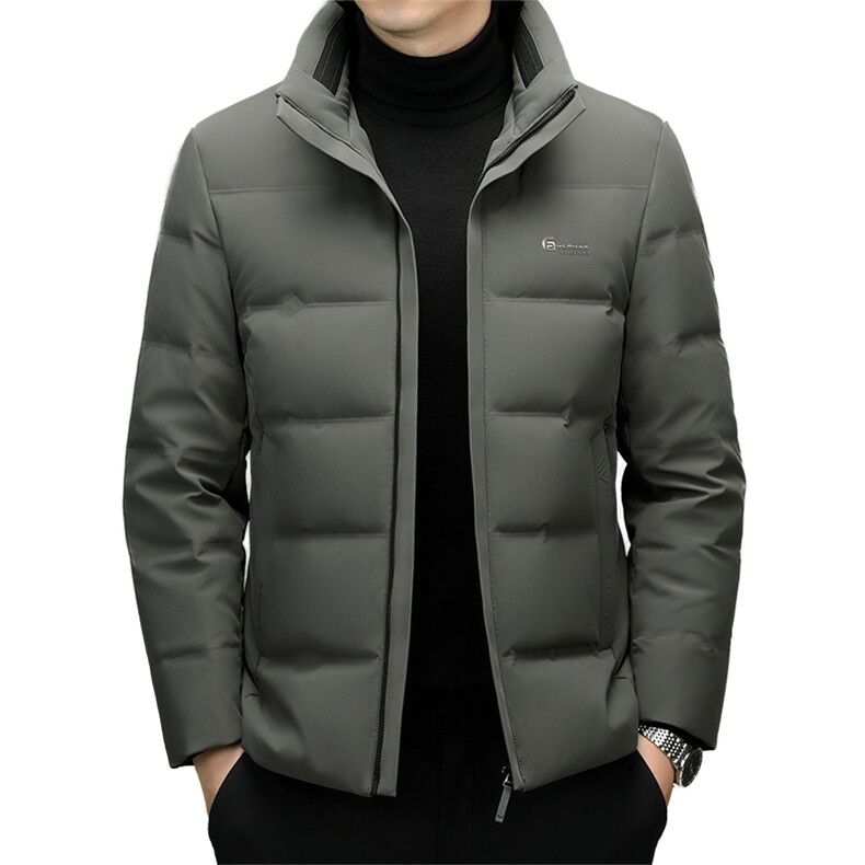 冬季白鸭绒立领羽绒服休闲男士简约短款时尚商务户外防寒男外套,男装羽绒服,钱塘6003（原4033）