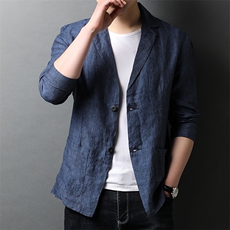 BB2753春夏薄款亚麻长袖西服单排扣小西装便服休闲修身外套P186，男装西服，电商B360