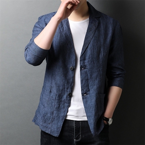 BB2753春夏薄款亚麻长袖西服单排扣小西装便服休闲修身外套P186图片