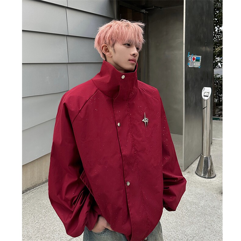 JK16-P68控10825春装新款满天星宽松立领夹克外套薄上衣，男装夹克，电商B327