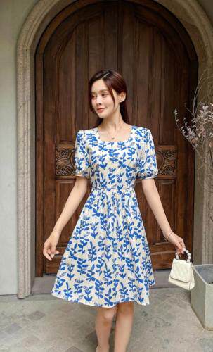 夏花色连衣裙，女装连衣裙，玉璟晞