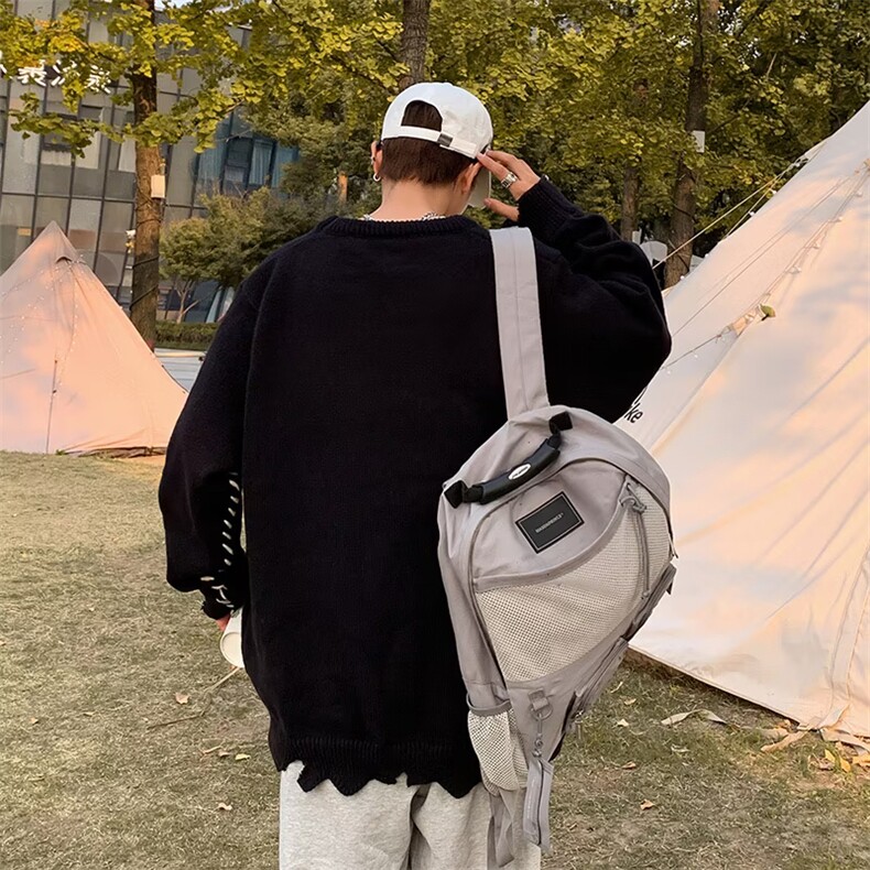 网红潮牌针织衫字母高街不规则破坏宽松百搭男圆领毛衣Y09/P54,男装针织衫/毛衣,星座506