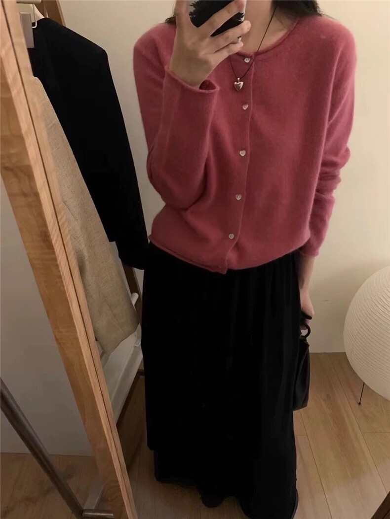 时尚百搭女士羊毛针织开衫舒适保暖显瘦长袖外套,针织衫/毛衣,恩泰羊绒