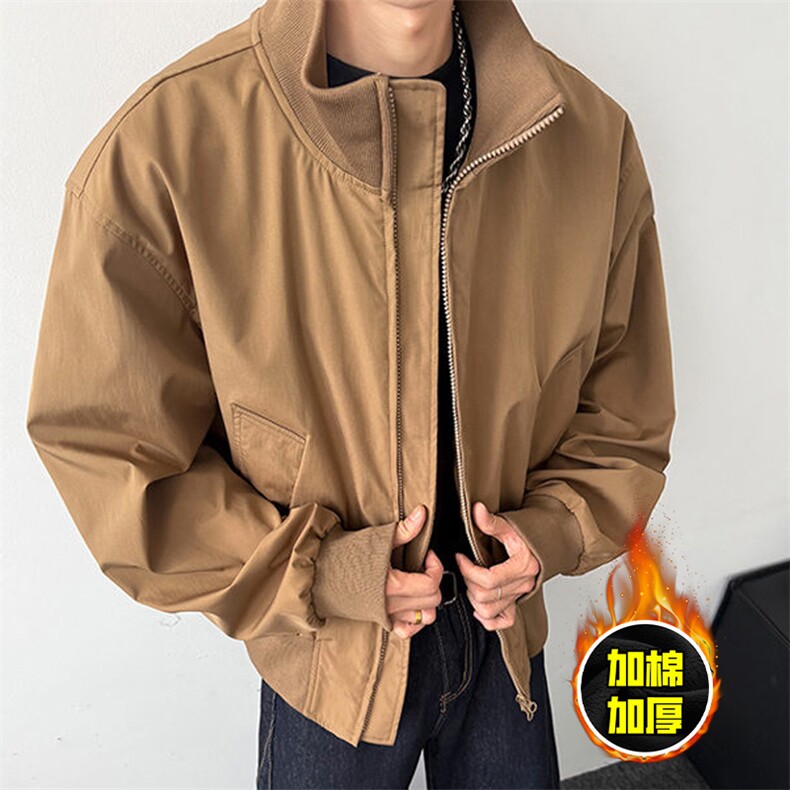 棉衣5W件现货冬季美拉德立领飞行夹克廓形高街棒球服加棉加厚外套，男装夹克，电商A486
