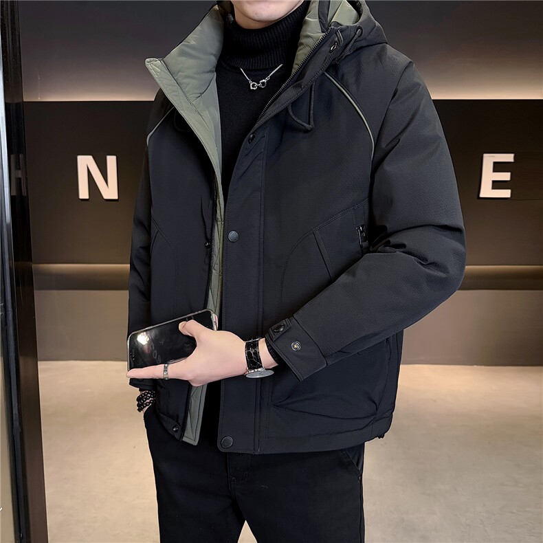 M-4XLB3533725P235黑色连帽羽绒男士冲锋衣【308】,男装夹克,电商B353