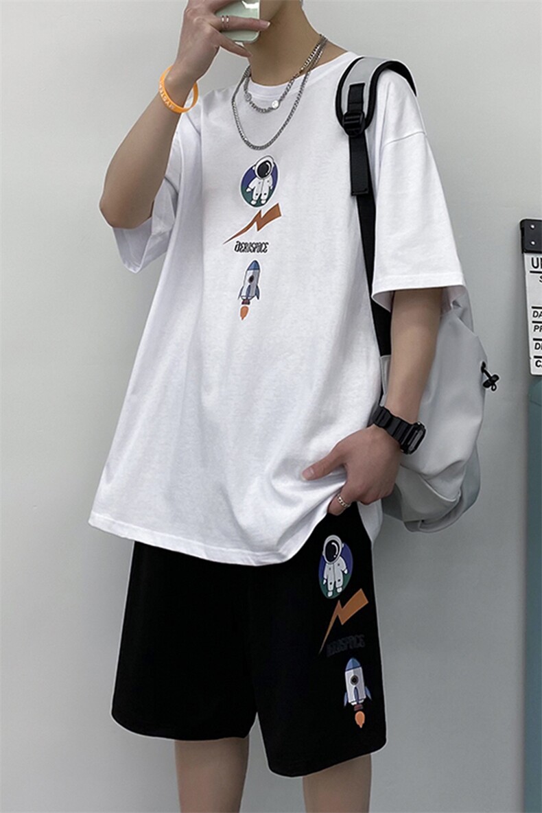 休闲套装夏季短裤2023新款运动两件套潮牌帅气A161-2-TZ03-P50,男装休闲套装,电商A161-2