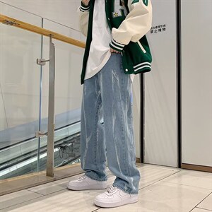 ins高街复古水洗黑色牛仔裤男潮牌S7077P38图片