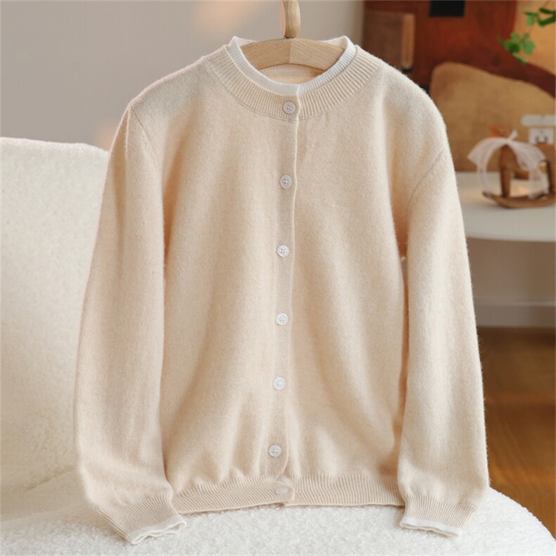 2025年秋季新款圆领针织白边开衫男女同款，童装儿童羊毛衫，群鹿羊绒