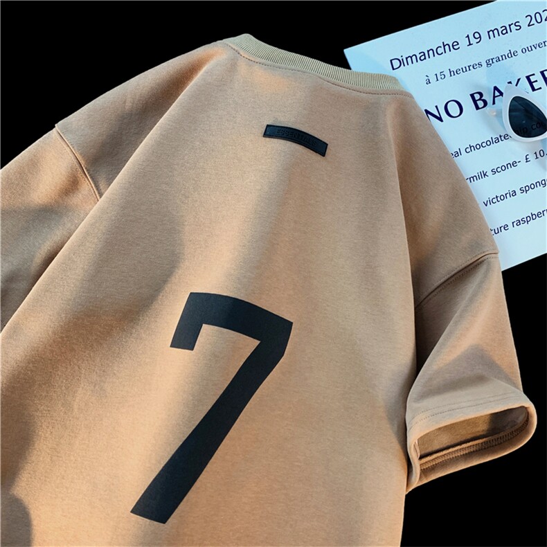 XZ213-T10-P35控48港风大码麂皮绒数字印花透气圆领短袖T恤，男装T恤，星座213