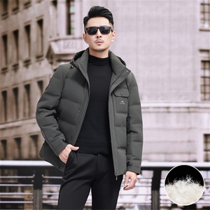 中青年90绒轻薄羽绒服外套男秋冬拆卸帽时尚休闲羽绒服夹克图片