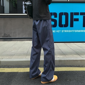 米白色美式微喇裤子男款斜切三防冲锋裤cleanfit显腿长直筒运动裤图片