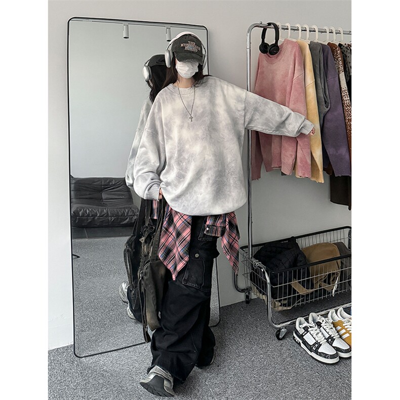冬季新款D5590-TP5588青少年圆领套头衫扎染休闲百搭毛衣男,男装针织衫/毛衣,电商A102