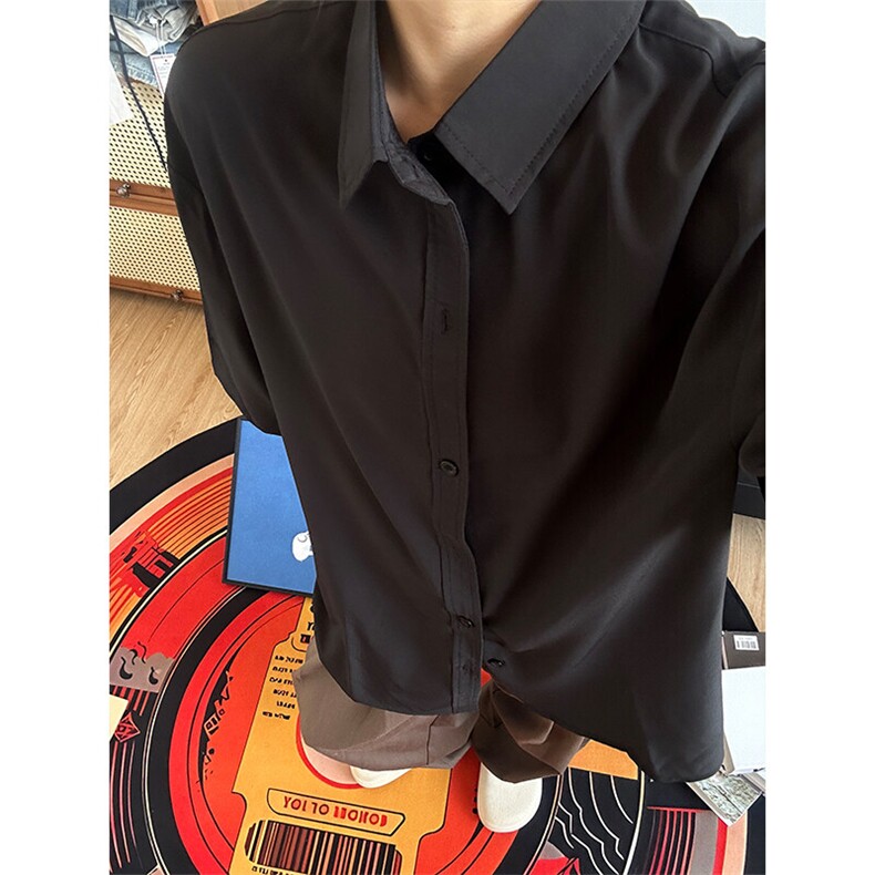 薄款冰丝短袖衬衫男简约纯色垂感休闲痞帅衬衣 CS288-P20图片