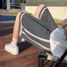 高街条纹短裤男夏季百搭外穿运动裤港风潮牌宽松休闲五分裤子，男装休闲裤，星座716-4