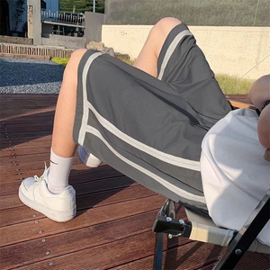 高街条纹短裤男夏季百搭外穿运动裤港风潮牌宽松休闲五分裤子图片