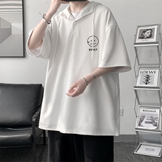 LD54072-P45连帽短袖t恤男大码胖子带帽五分袖中袖大皂风，男装T恤，电商A040