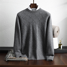 2024秋季新款男士圆领长袖短款套头衫休闲百搭，男装羊绒套衫，富泽羊绒