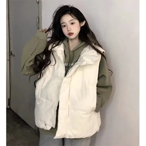 美式冬季棉马甲男加厚保暖棉服外套复古韩版潮流宽松情侣棉袄外套