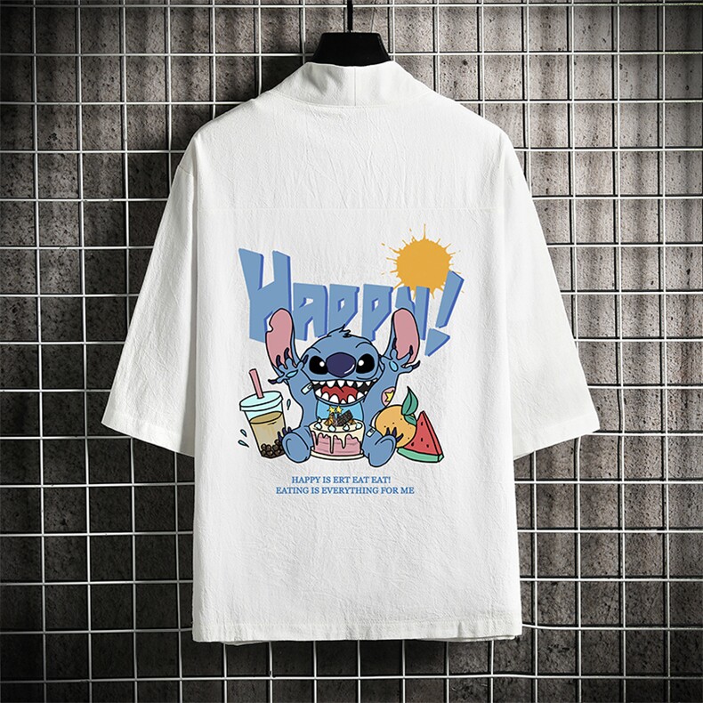 HF59077-P40风汉服男开衫外套七分袖道袍网格挂拍,男装民族服装,电商A040A
