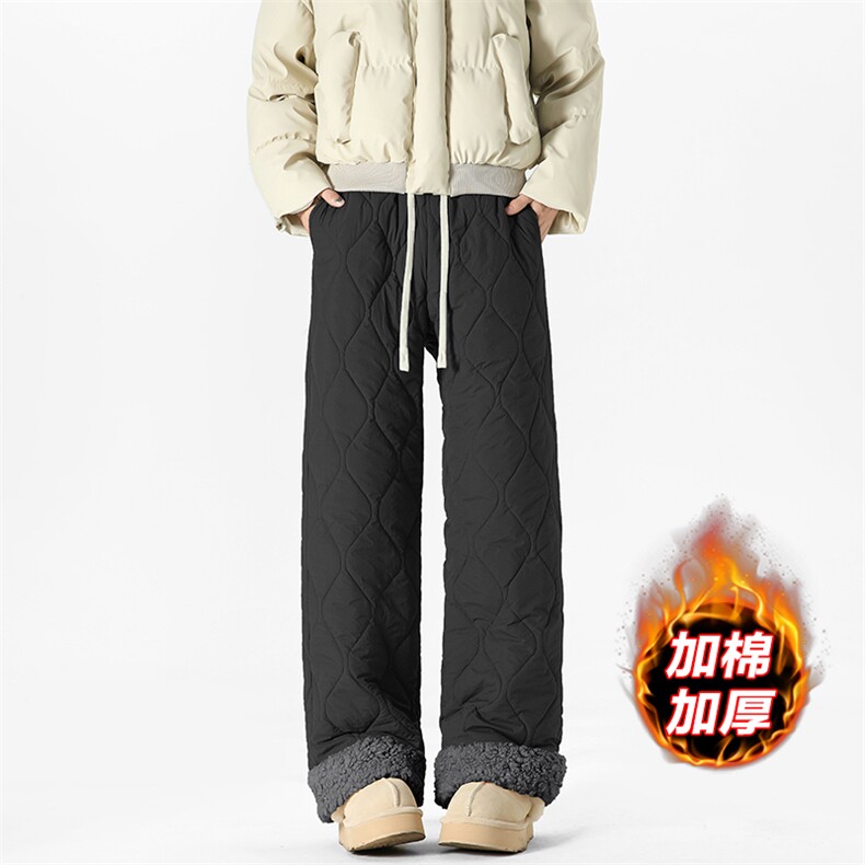 抖音羊羔毛菱格加厚夹棉大码阔腿棉裤男K5613J加棉-特P45控78，男装棉裤，电商A001