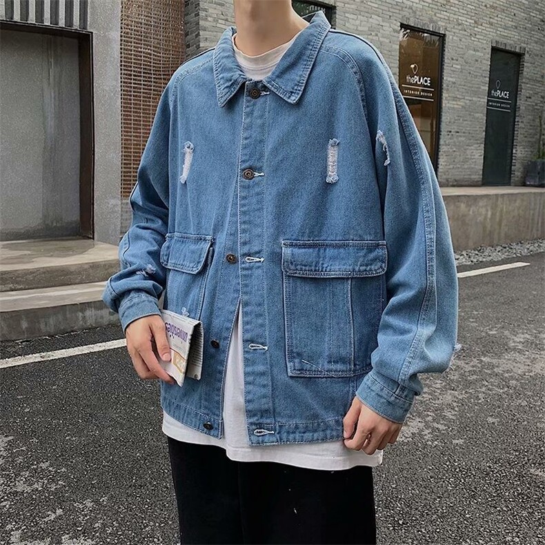 高档港风春秋新款男士宽松水洗牛仔炸街外套韩版潮流百搭X310/P54,男装夹克,星座506