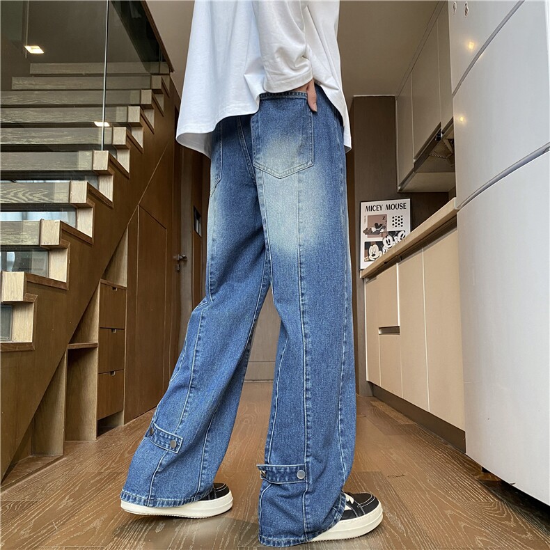 2025秋季美式高街拼接潮流裤脚直筒牛仔裤B315-K129-p65控88,男装牛仔裤,电商B315
