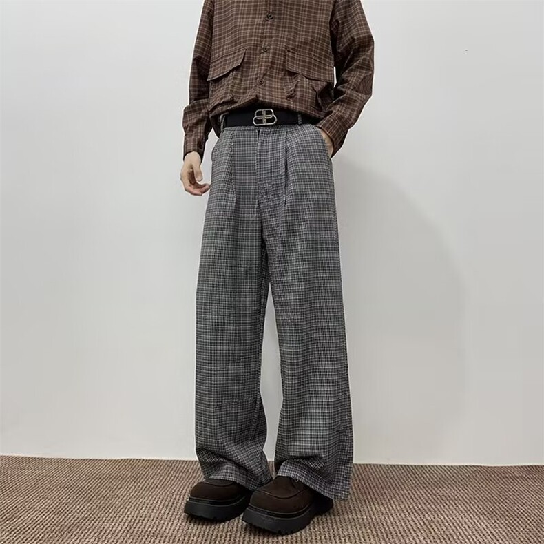 自家图~老钱风威尔逊英伦千鸟格A字褶休闲裤西裤CK781/特P50,男装西裤,电商B350