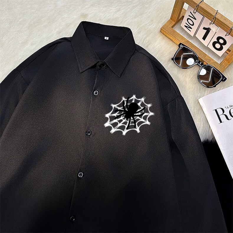 趣味印花长袖衬衫男春秋季日系ins潮牌宽松百搭1134/P35，男装衬衫，星座506B